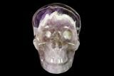 Realistic, Carved Chevron Amethyst Skull #150965-1